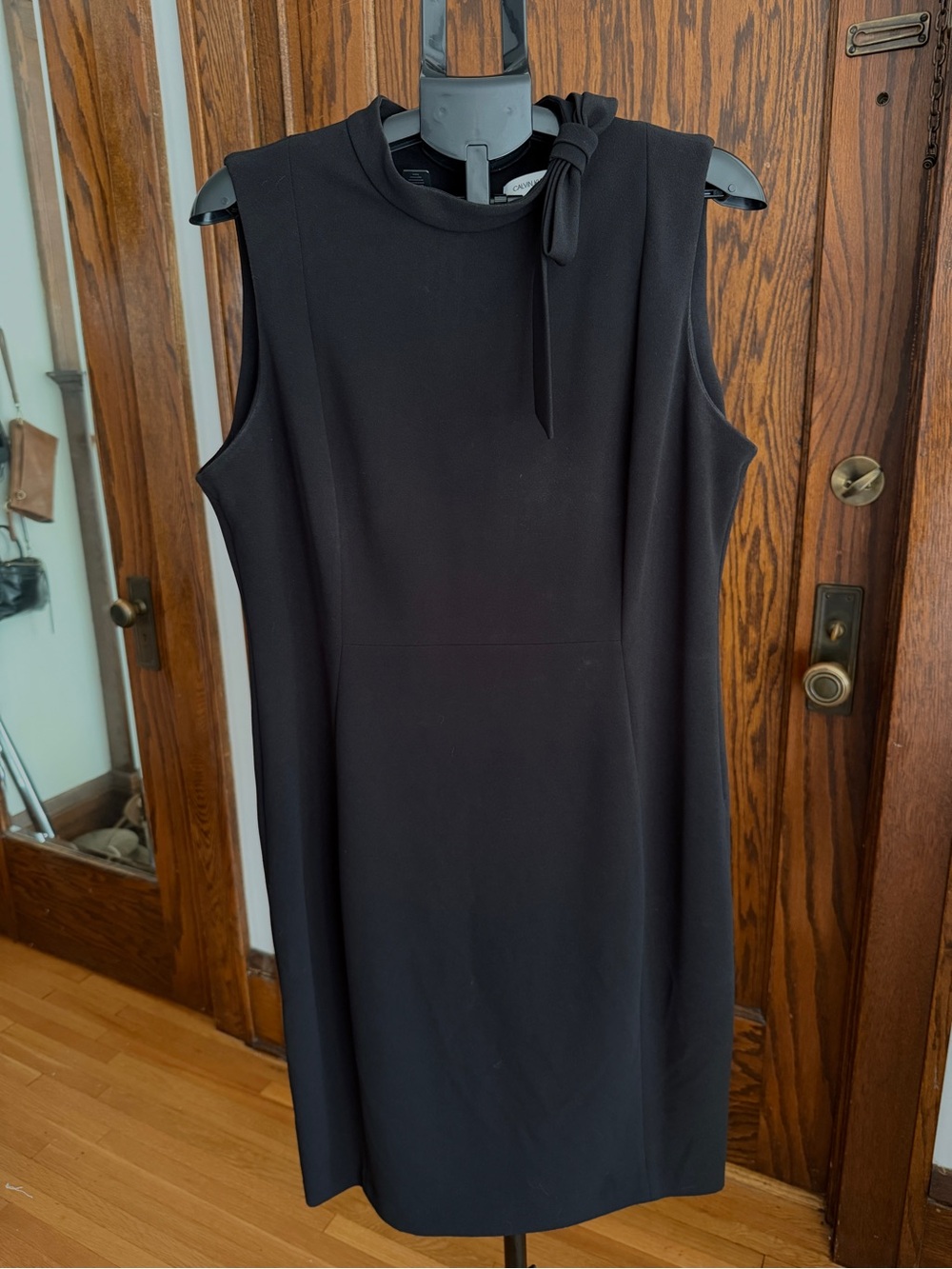 Calvin Klein Classic Sleeveless Black Tie-Neck Dress